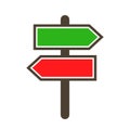 Guidepost and pointing wooden arrows index road signs - vector